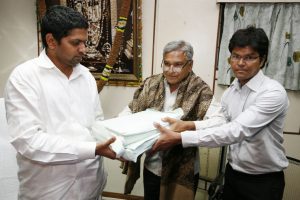 handing over the documents