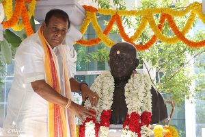 GARLANDING THE STATUE OF SRIMAN VETURI PRABHAKAR SASTRY AT SV ORIENTAL COLLEGE GARLANDING THE STATUE OF SRIMAN VETURI PRABHAKAR SASTRY AT SV ORIENTAL COLLEGE